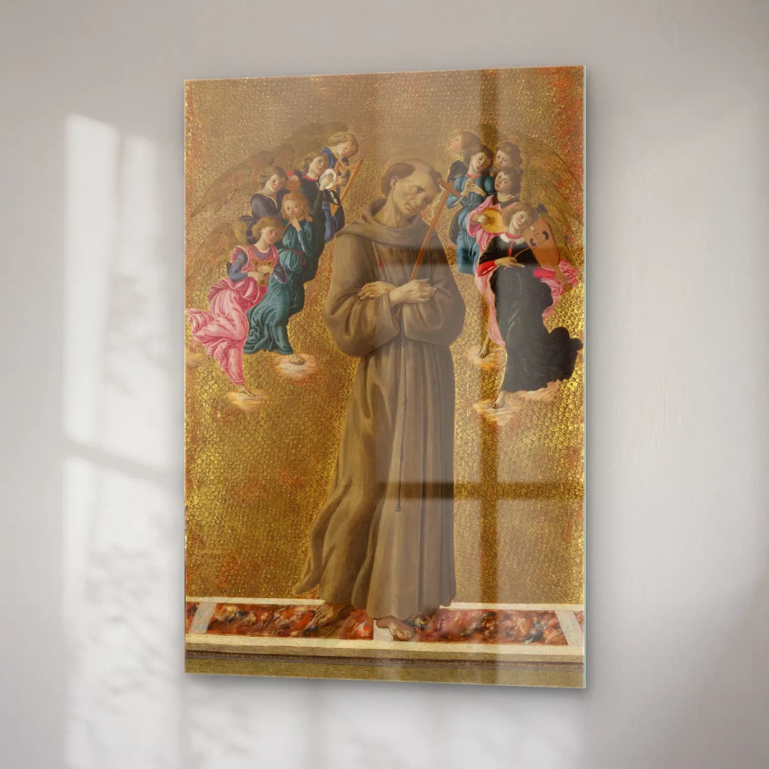 Sandro Botticelli – Dini Sahne – Bej Tonlar cam tablo — sağ açıdan görünüm