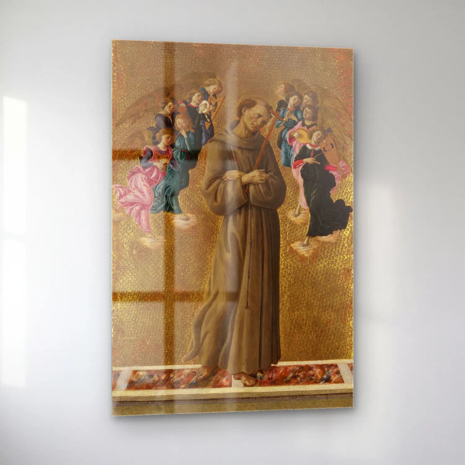 Sandro Botticelli – Dini Sahne – Bej Tonlar cam tablo — sol açıdan görünüm