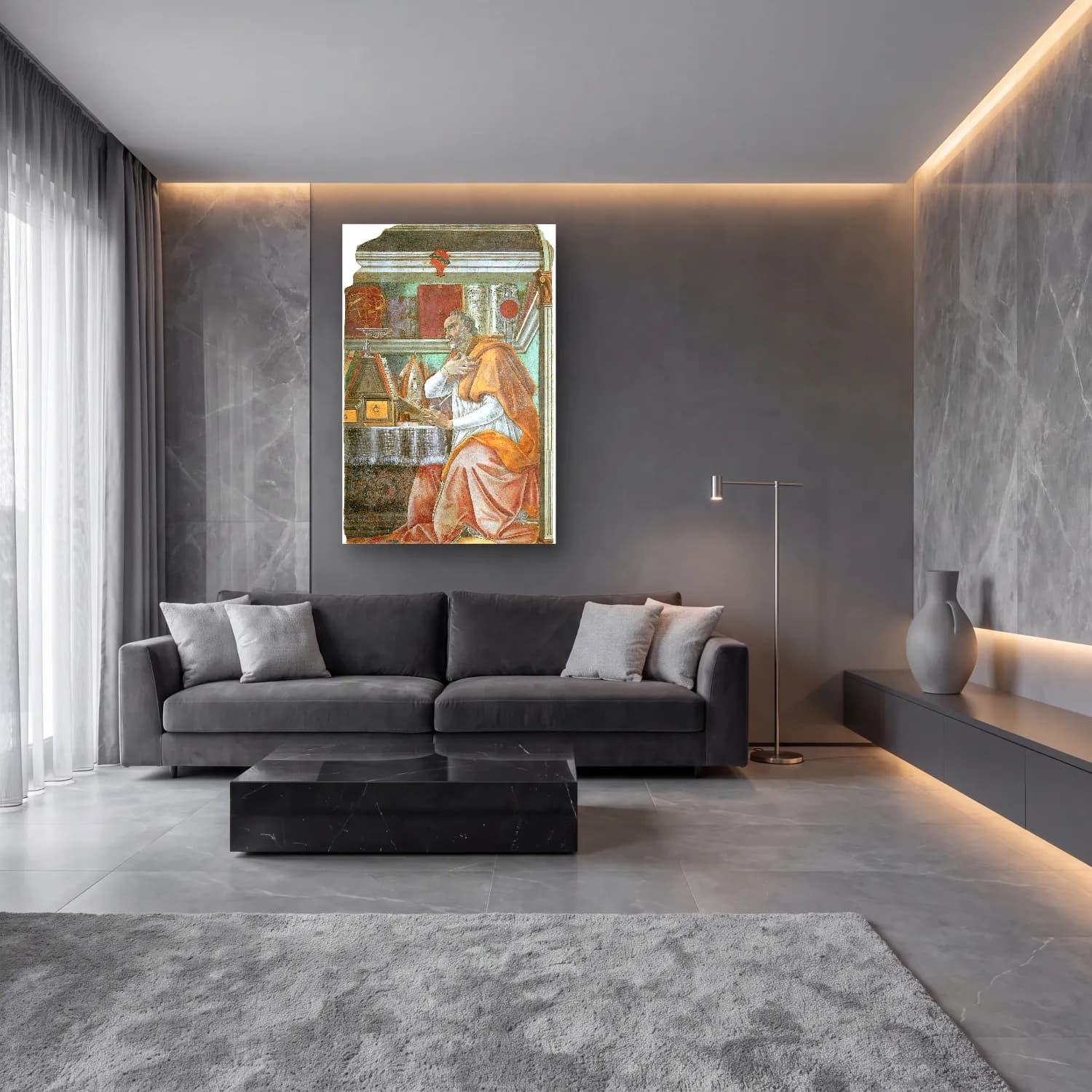 Sandro Botticelli – Dini Sahne – Turuncu Tonlar cam tablo — lüks salon duvarında