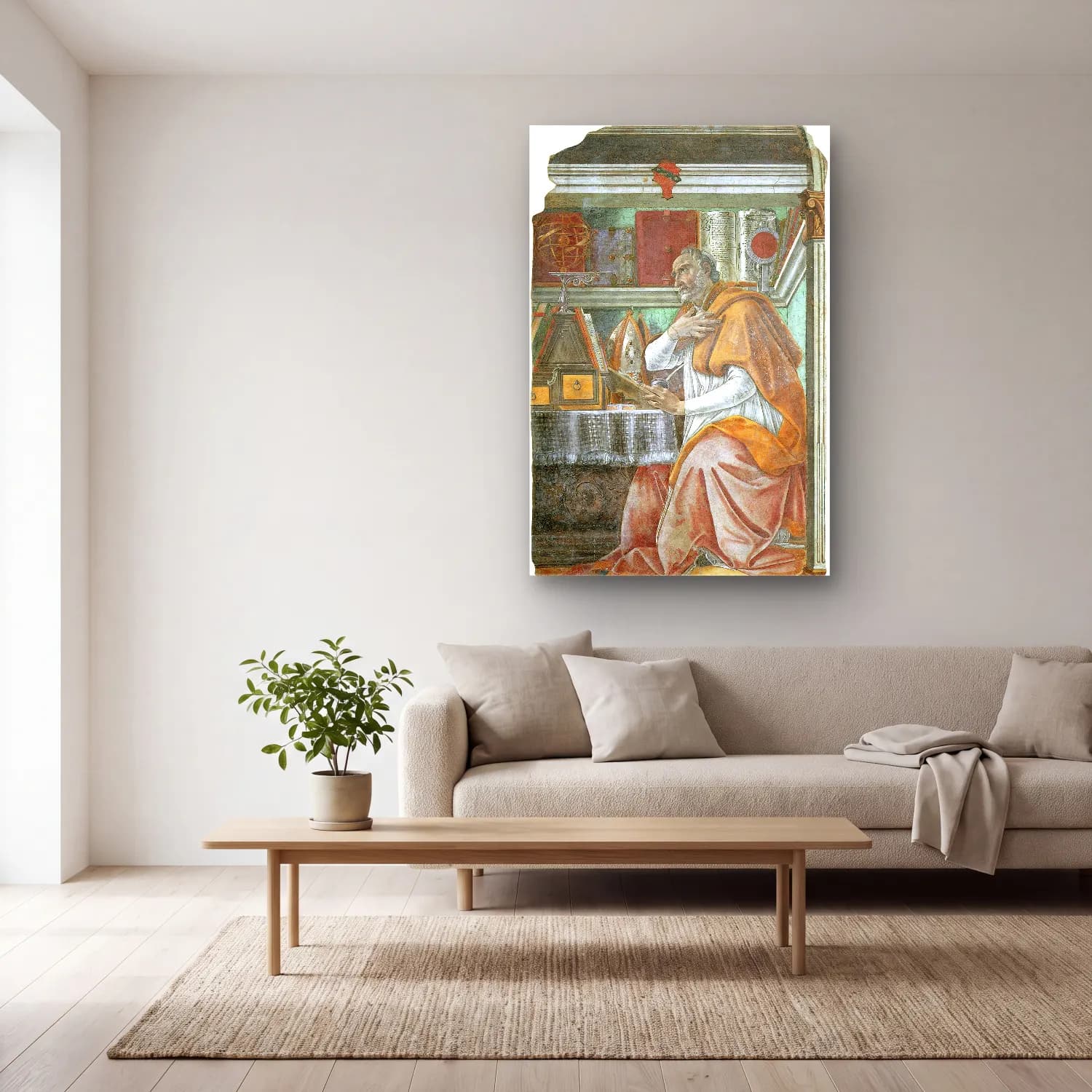 Sandro Botticelli – Dini Sahne – Turuncu Tonlar cam tablo — açık renk salonda