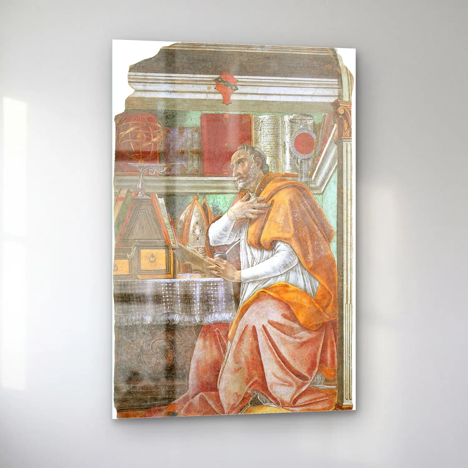 Sandro Botticelli – Dini Sahne – Turuncu Tonlar cam tablo — sol açıdan görünüm
