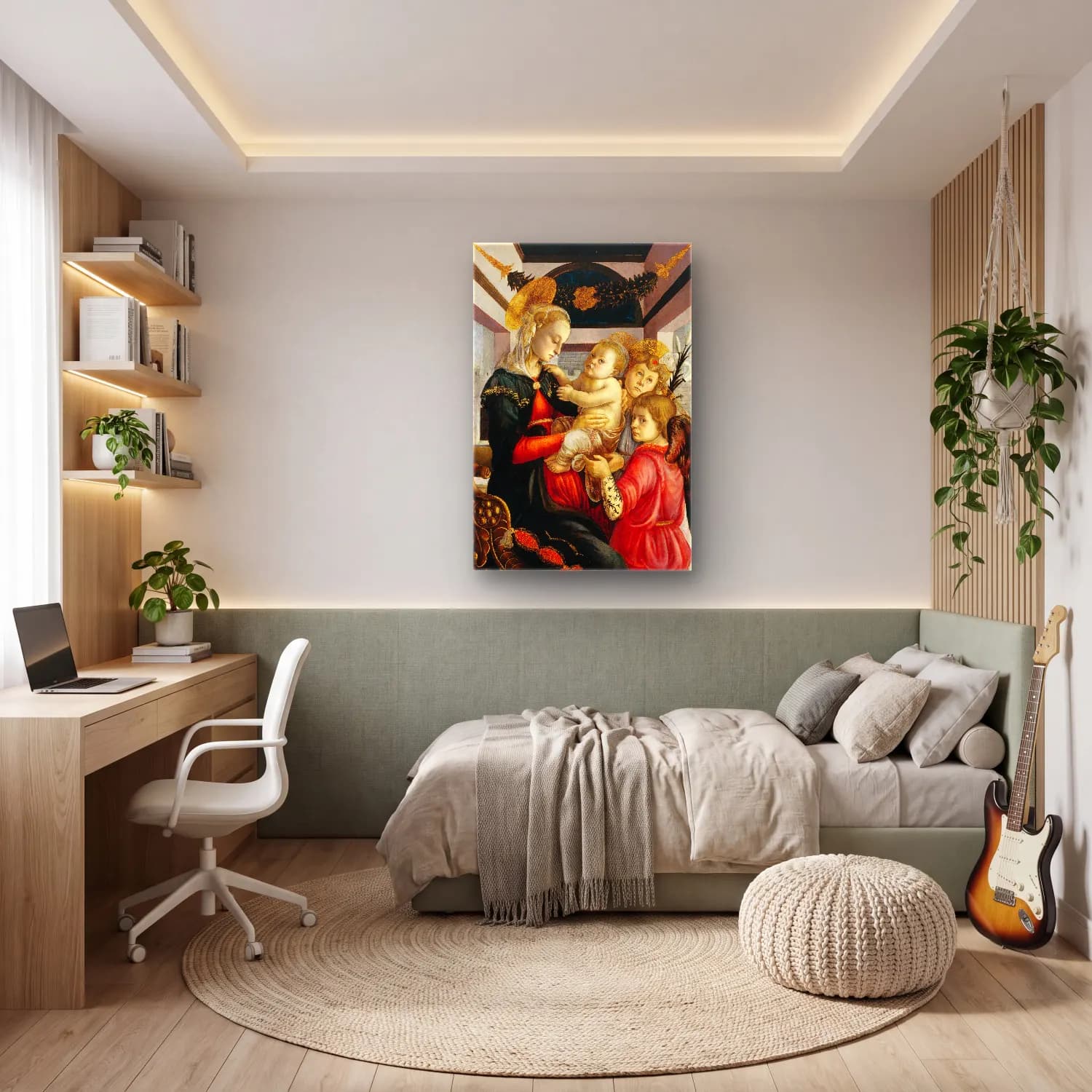 Sandro Botticelli – Dini Sahne No. 12 cam tablo — genç odasında