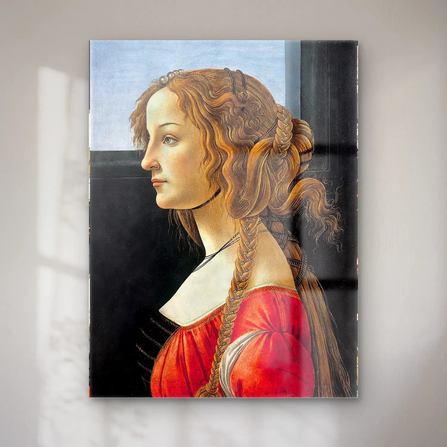 Sandro Botticelli – Kadın Portresi No. 5 cam tablo — Sandro Botticelli – Kadın Portresi No. 5 — yağlı boya kadın portresi