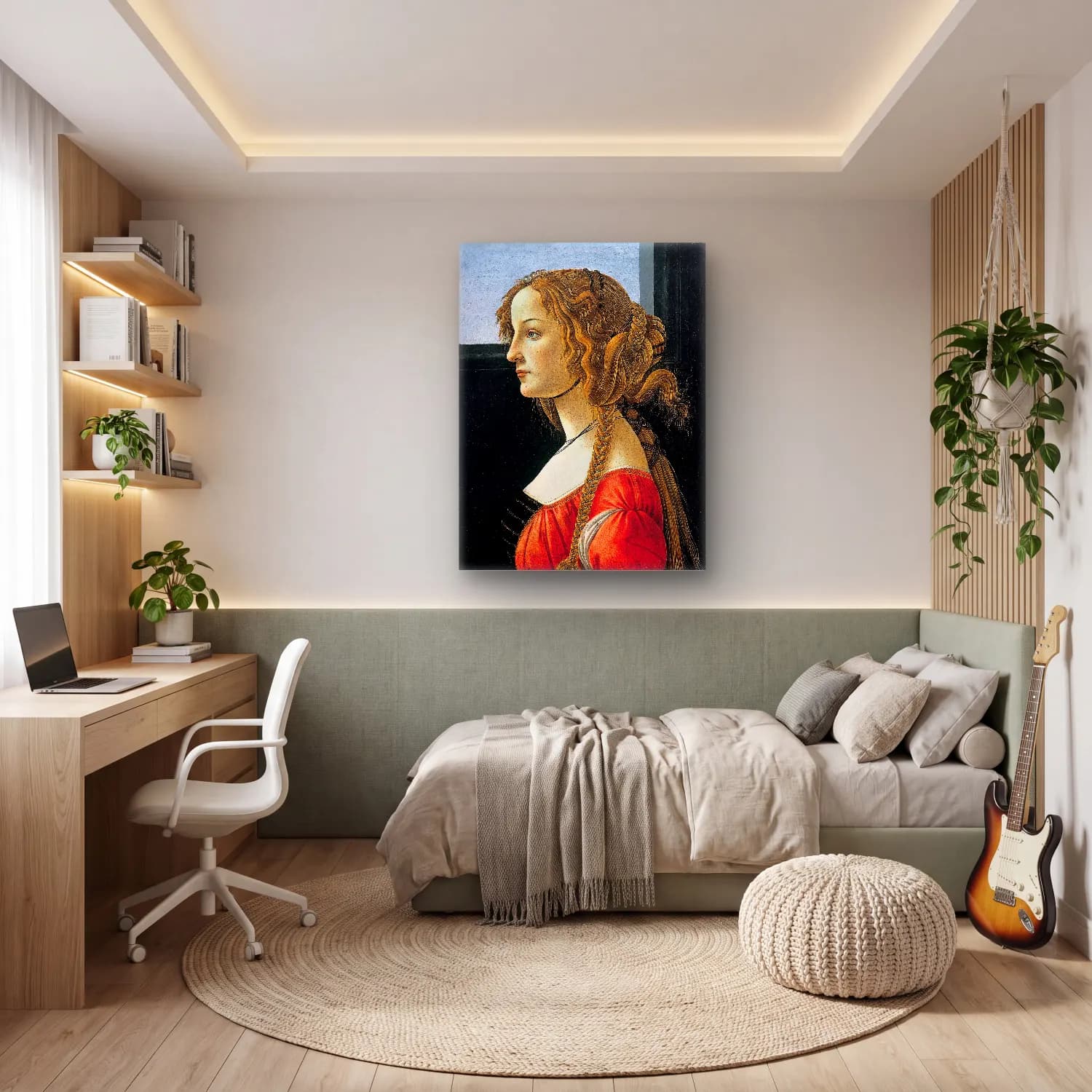 Sandro Botticelli – Kadın Portresi No. 5 cam tablo — genç odasında