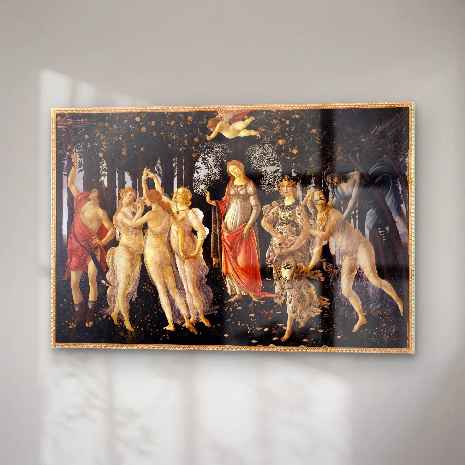 Sandro Botticelli – Mitolojik Sahne No. 4 cam tablo — sağ açıdan görünüm