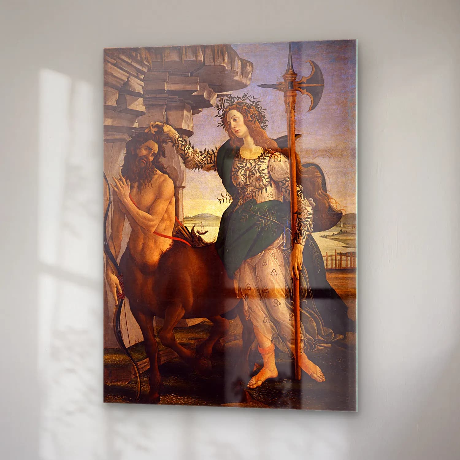 Sandro Botticelli – Mitolojik Sahne No. 5 cam tablo — sağ açıdan görünüm