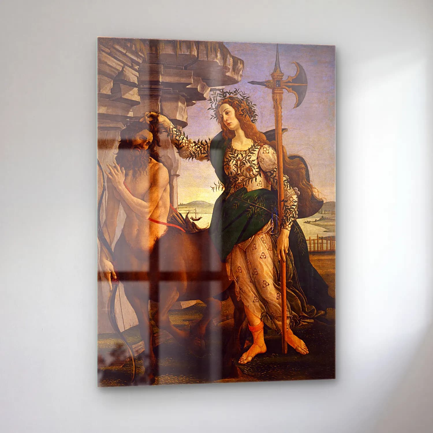 Sandro Botticelli – Mitolojik Sahne No. 5 cam tablo — sol açıdan görünüm