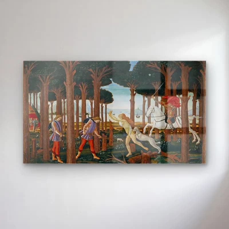 Sandro Botticelli – Mitolojik Sahne No. 6 cam tablo — Sandro Botticelli – Mitolojik Sahne No. 6 — empresyonist mitolojik sahne