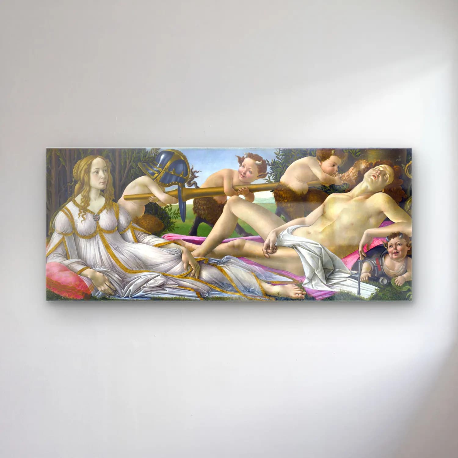 Sandro Botticelli – Mitolojik Sahne – Pembe Tonlar cam tablo — Sandro Botticelli – Mitolojik Sahne – Pembe Tonlar — yağlı boya mitolojik sahne