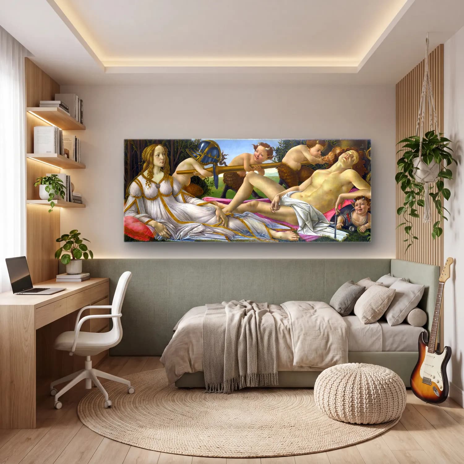 Sandro Botticelli – Mitolojik Sahne – Pembe Tonlar cam tablo — genç odasında
