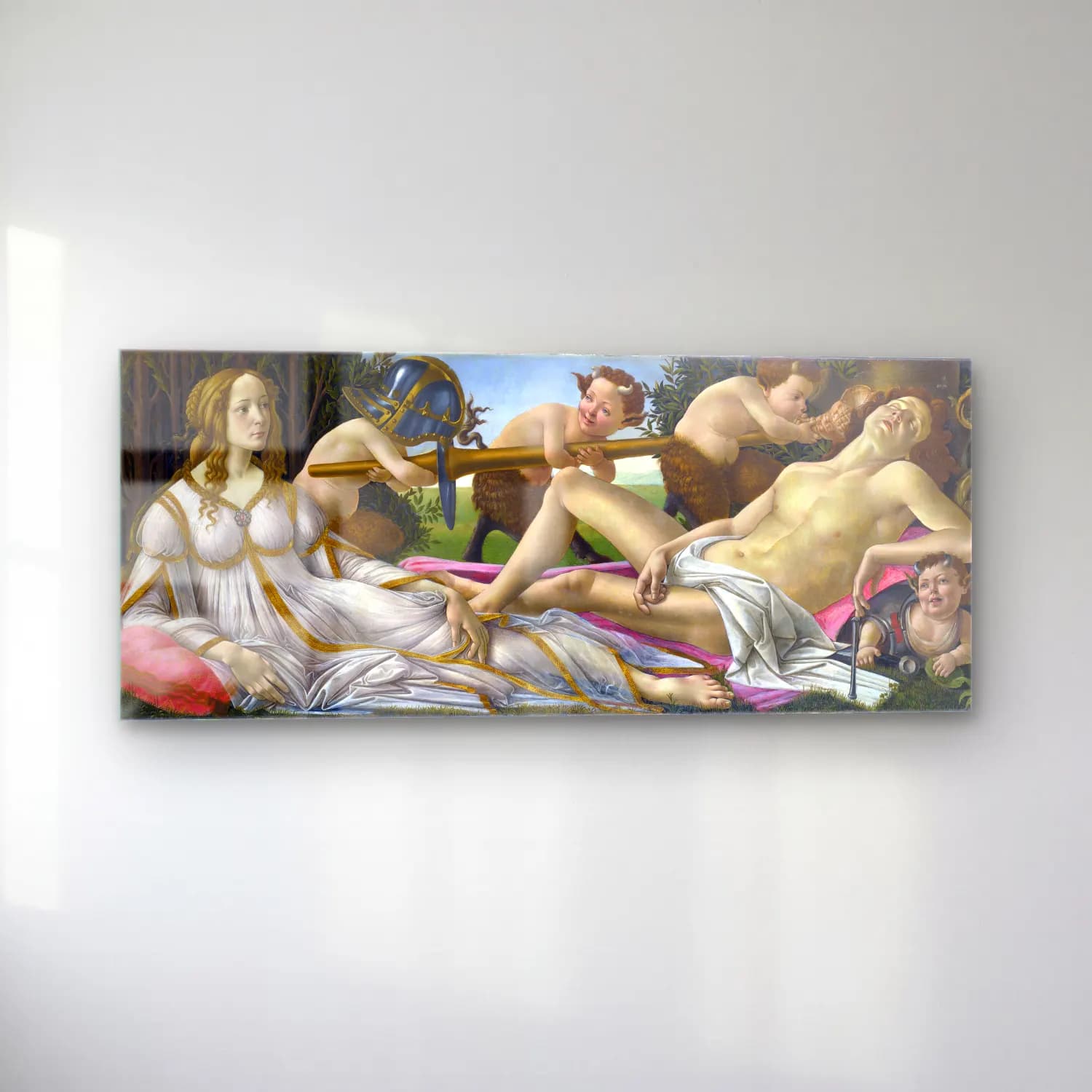 Sandro Botticelli – Mitolojik Sahne – Pembe Tonlar cam tablo — sol açıdan görünüm