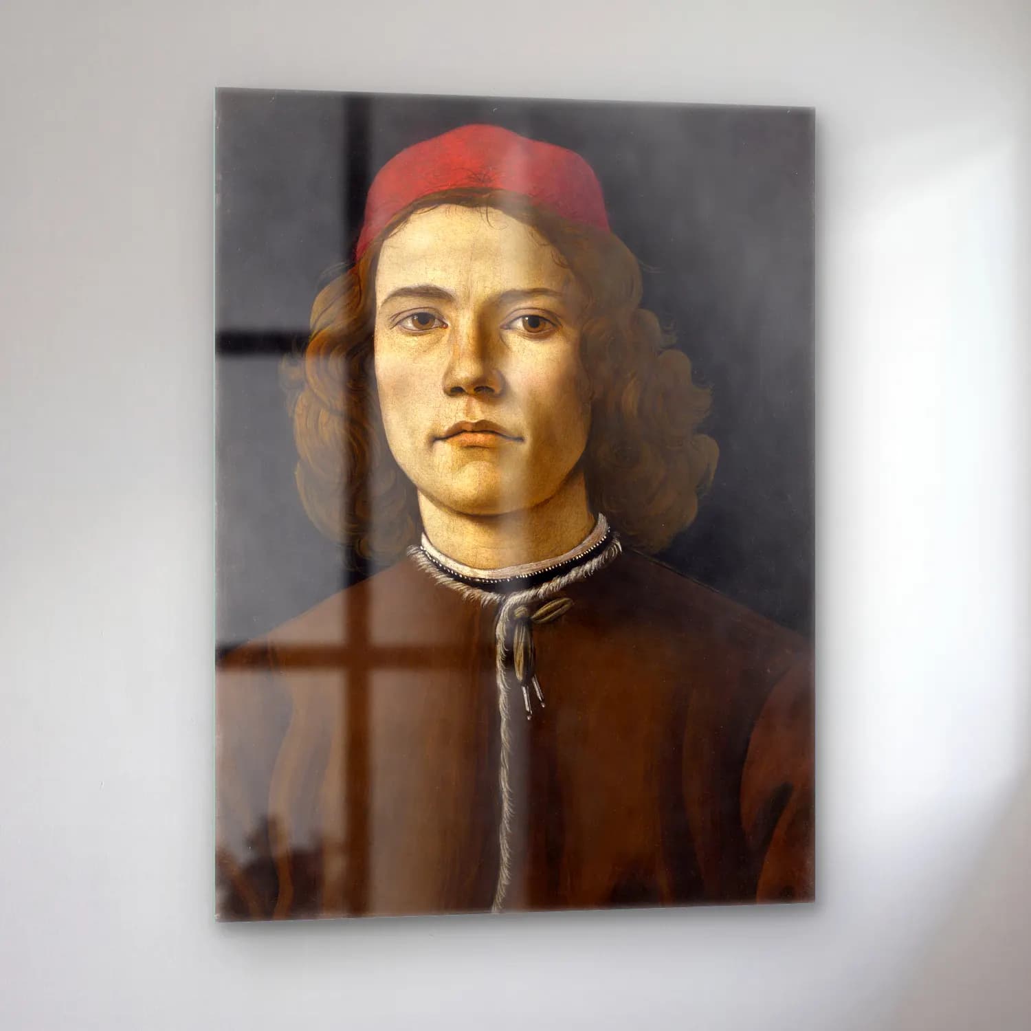Sandro Botticelli – Erkek Portresi No. 6 cam tablo — sol açıdan görünüm
