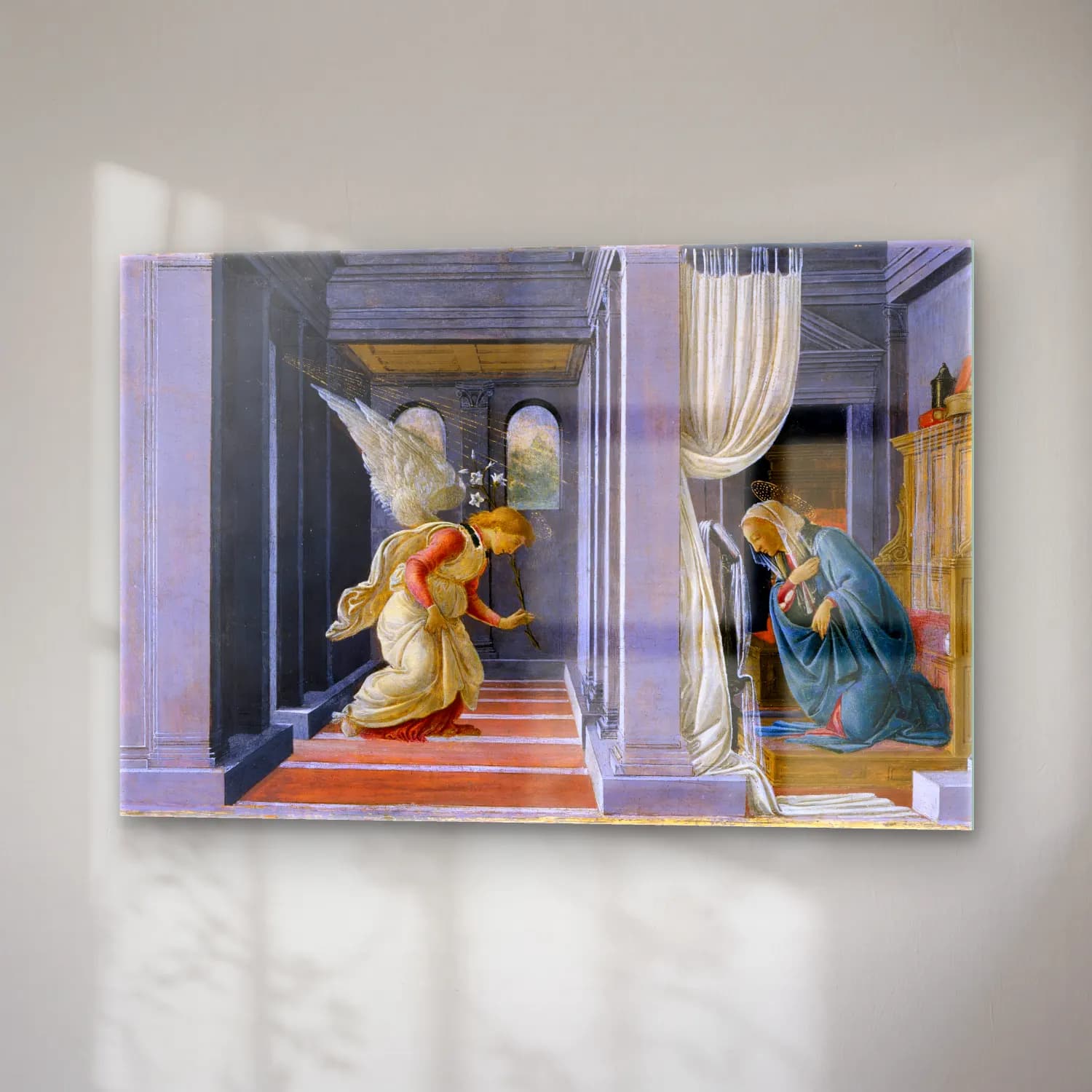 Sandro Botticelli – Melek – Yeşil Tonlar cam tablo — sağ açıdan görünüm