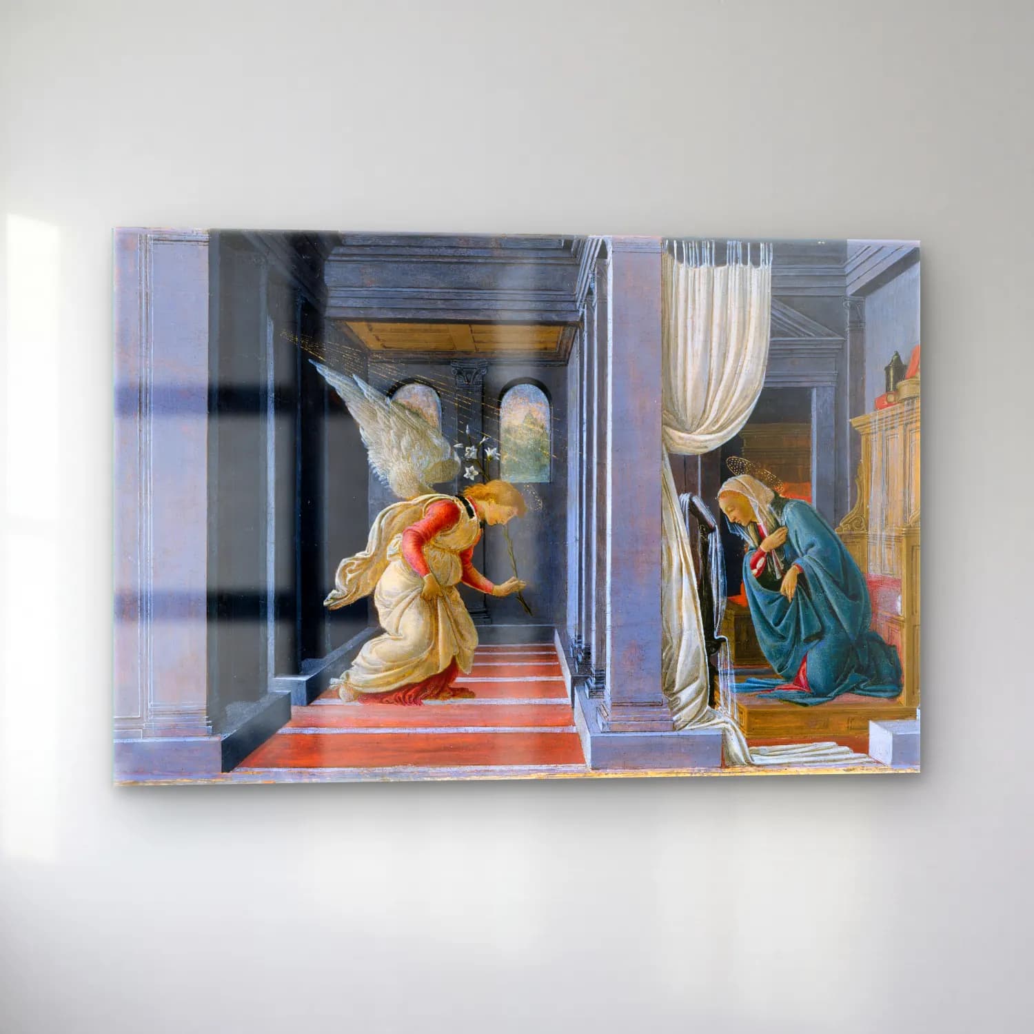 Sandro Botticelli – Melek – Yeşil Tonlar cam tablo — sol açıdan görünüm