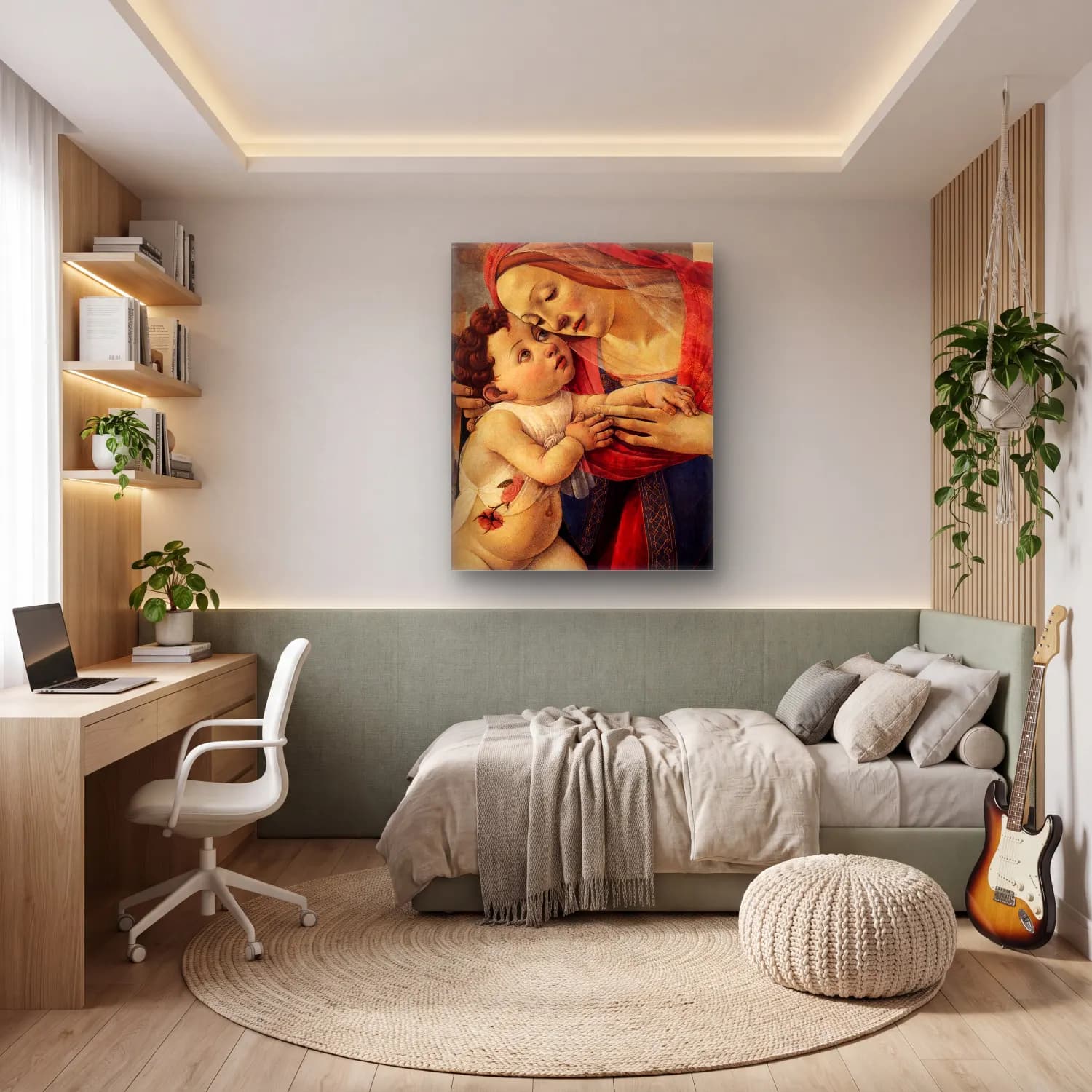 Sandro Botticelli – Anne ve Çocuk cam tablo — genç odasında