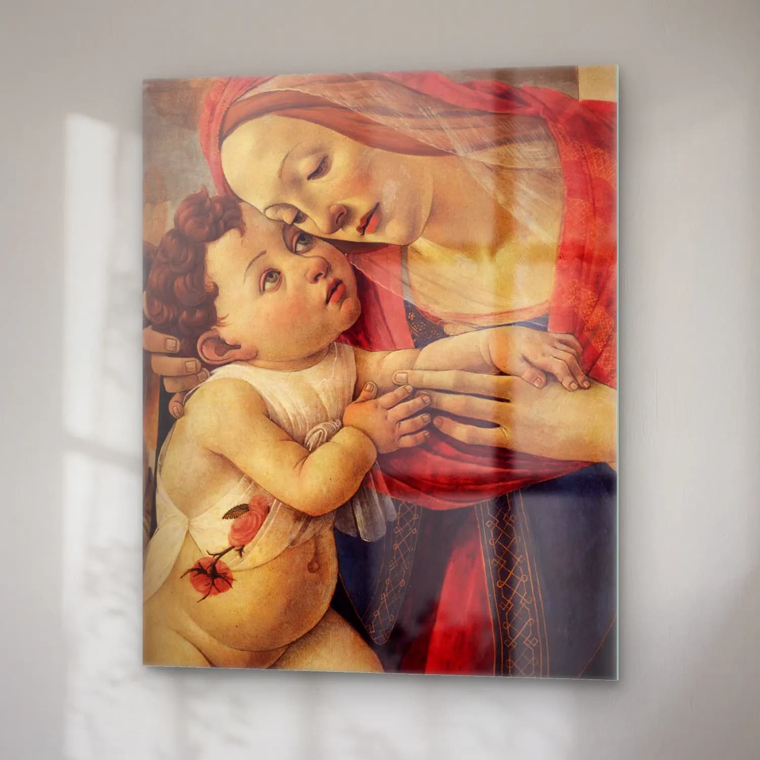 Sandro Botticelli – Anne ve Çocuk cam tablo — sağ açıdan görünüm