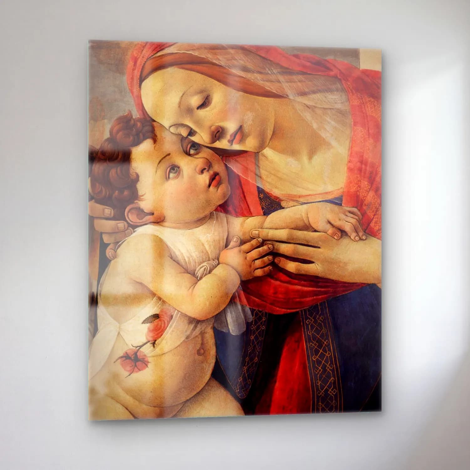 Sandro Botticelli – Anne ve Çocuk cam tablo — sol açıdan görünüm