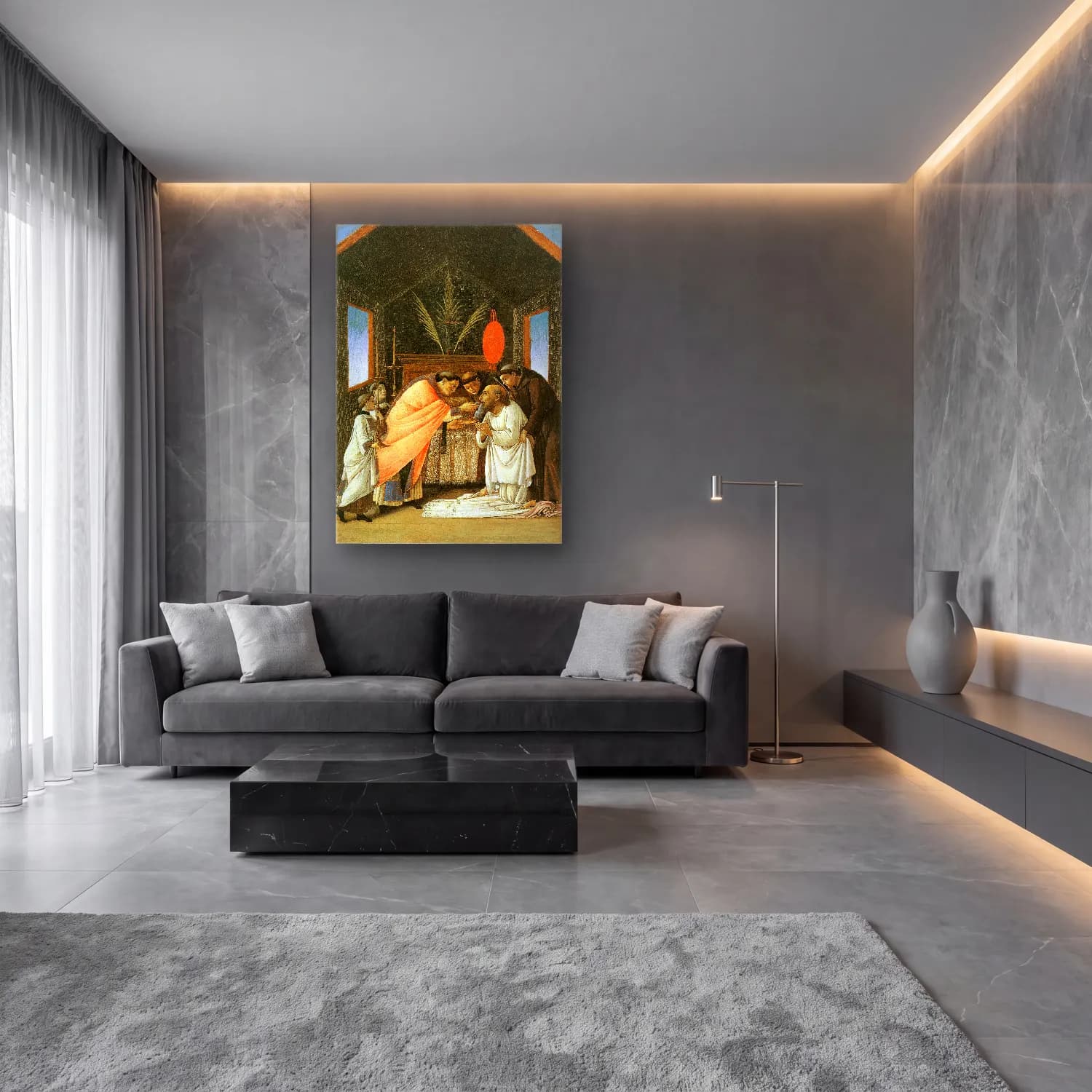 Sandro Botticelli – Dini Sahne No. 20 cam tablo — lüks salon duvarında