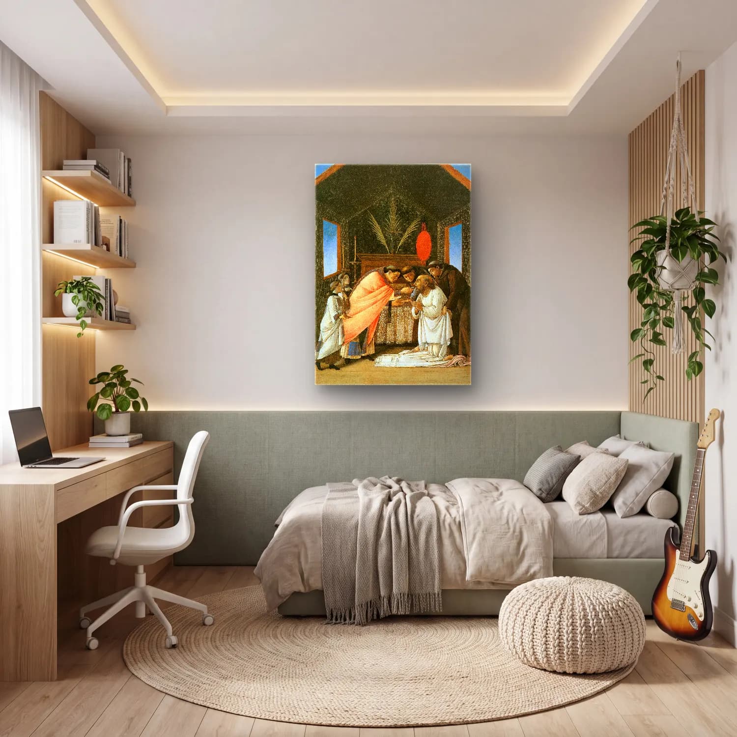 Sandro Botticelli – Dini Sahne No. 20 cam tablo — genç odasında