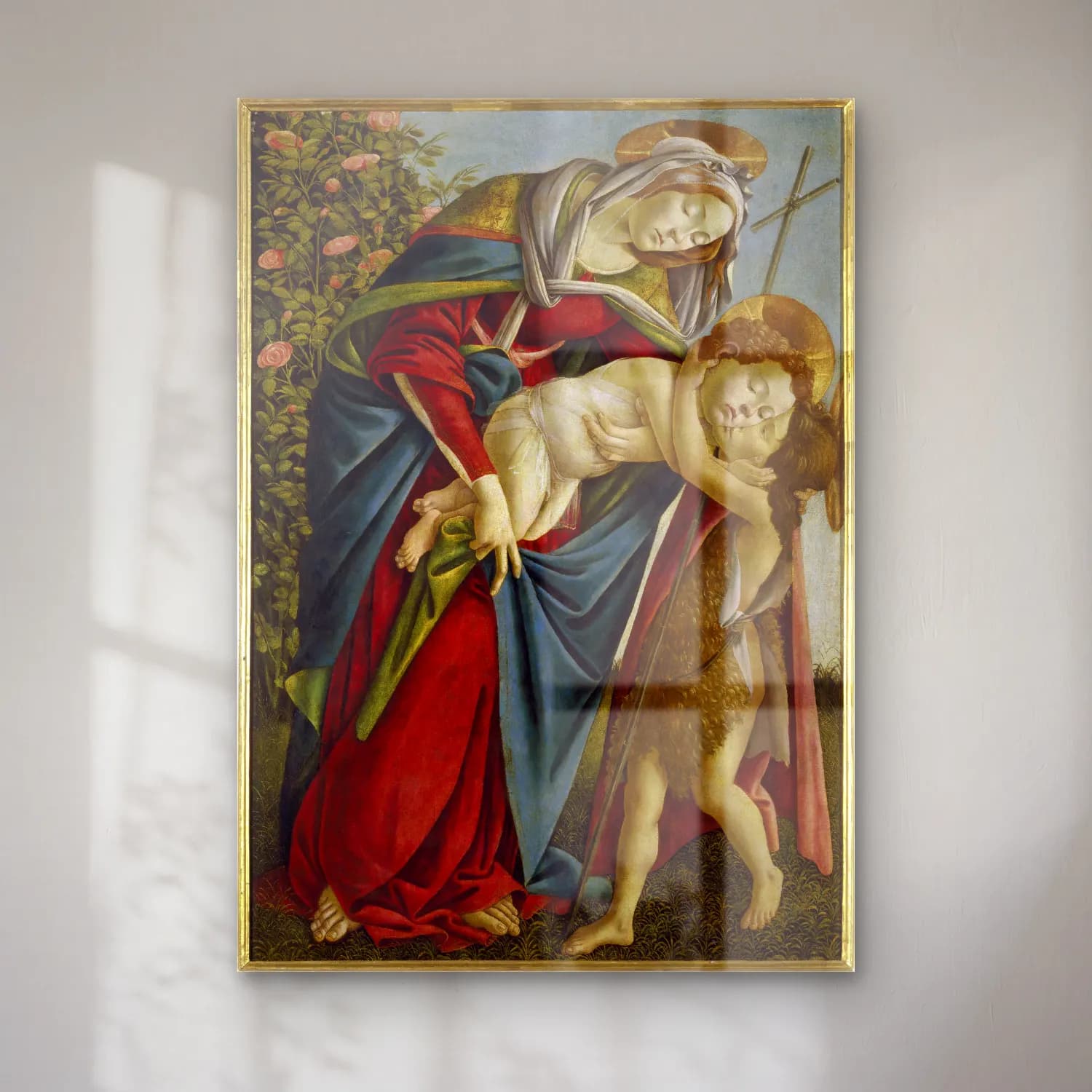 Sandro Botticelli – Anne ve Çocuk – Yeşil Tonlar cam tablo — Sandro Botticelli – Anne ve Çocuk – Yeşil Tonlar — yağlı boya anne ve çocuk