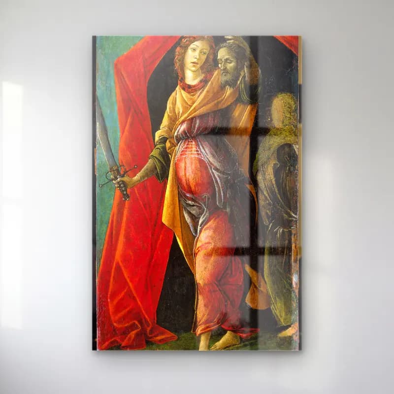 Sandro Botticelli – Melek – Kırmızı Tonlar cam tablo — Sandro Botticelli – Melek – Kırmızı Tonlar — yağlı boya melek