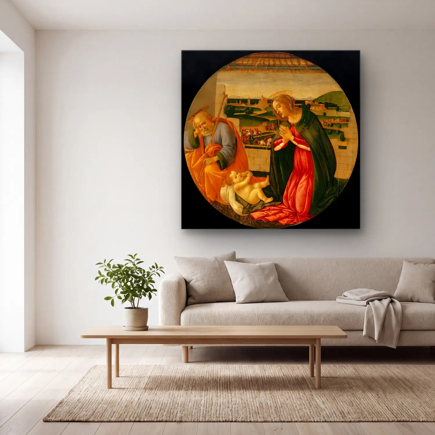 Sandro Botticelli – Dini Sahne No. 23 cam tablo — açık renk salonda