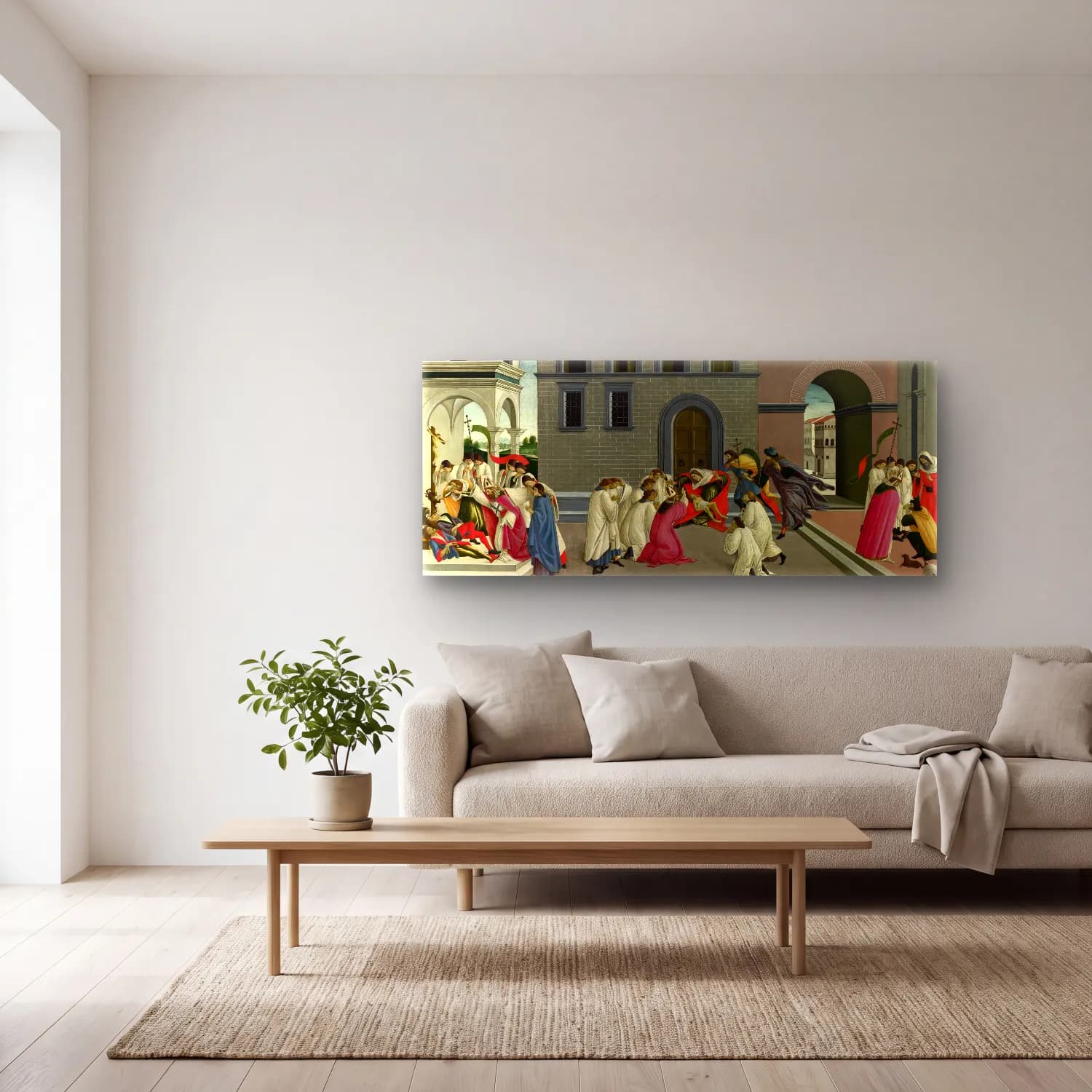 Sandro Botticelli – Dini Sahne No. 27 cam tablo — açık renk salonda