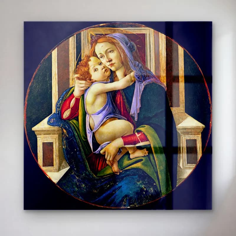 Sandro Botticelli – Anne ve Çocuk No. 5 cam tablo — Sandro Botticelli – Anne ve Çocuk No. 5 — yağlı boya anne ve çocuk