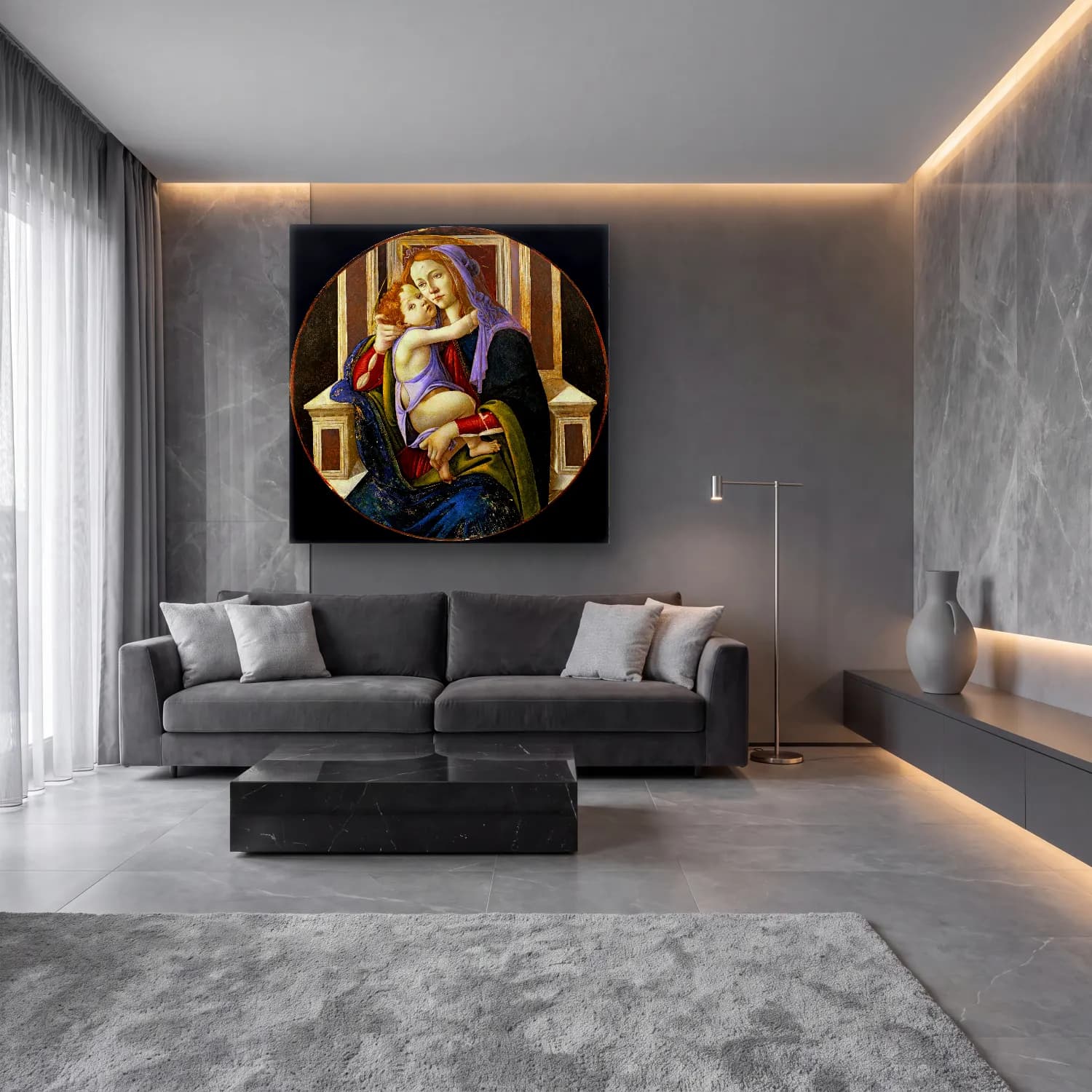 Sandro Botticelli – Anne ve Çocuk No. 5 cam tablo — lüks salon duvarında