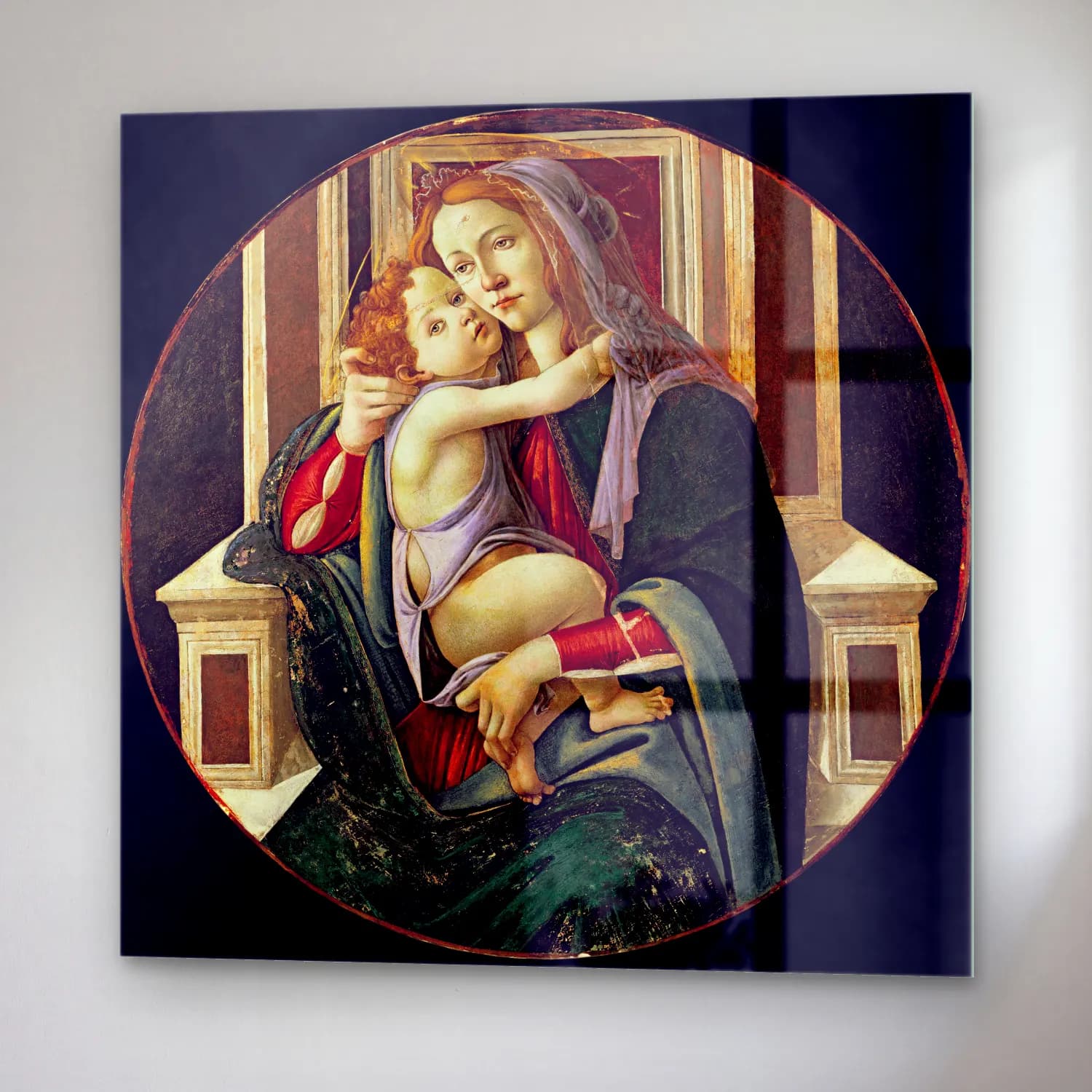 Sandro Botticelli – Anne ve Çocuk No. 5 cam tablo — sağ açıdan görünüm