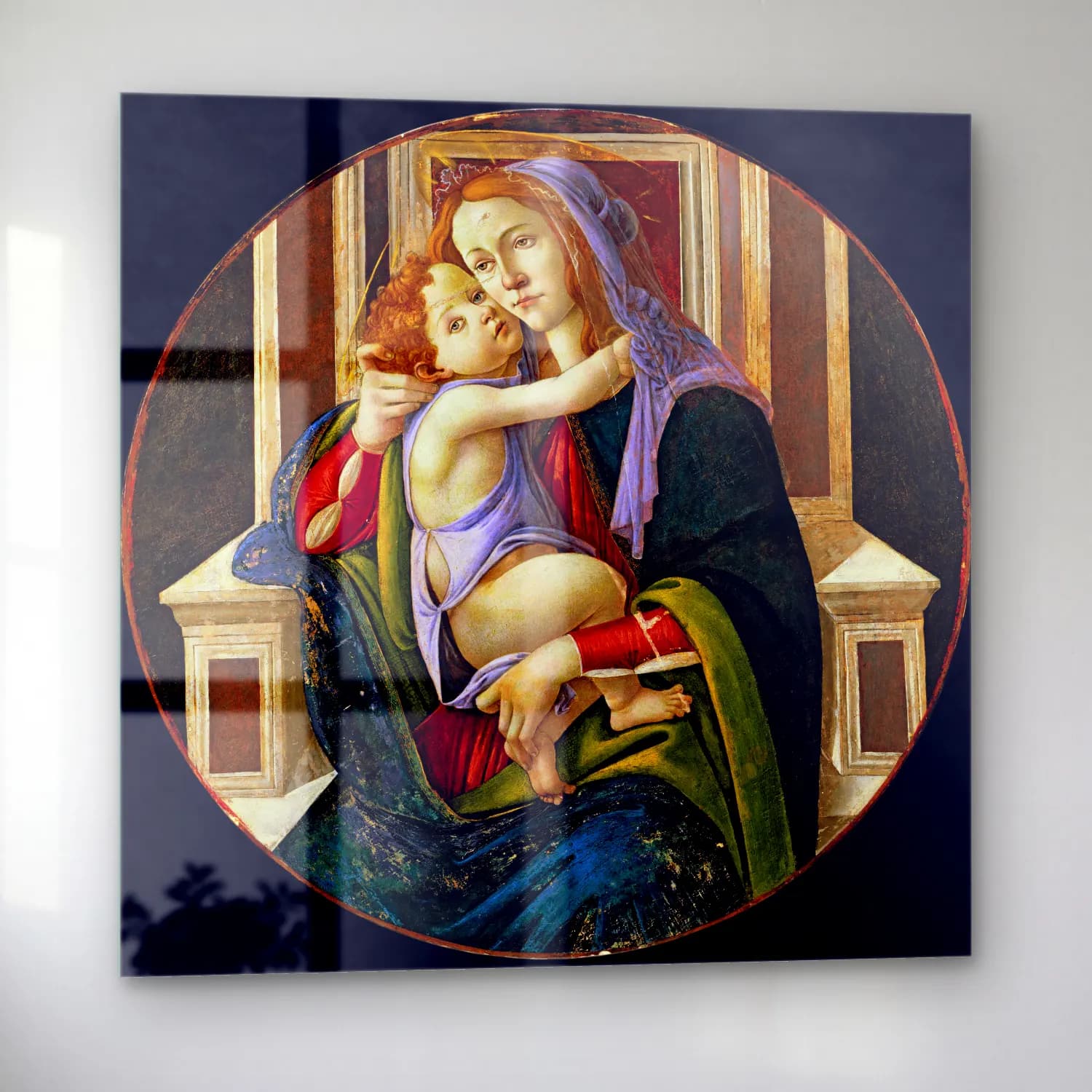 Sandro Botticelli – Anne ve Çocuk No. 5 cam tablo — sol açıdan görünüm