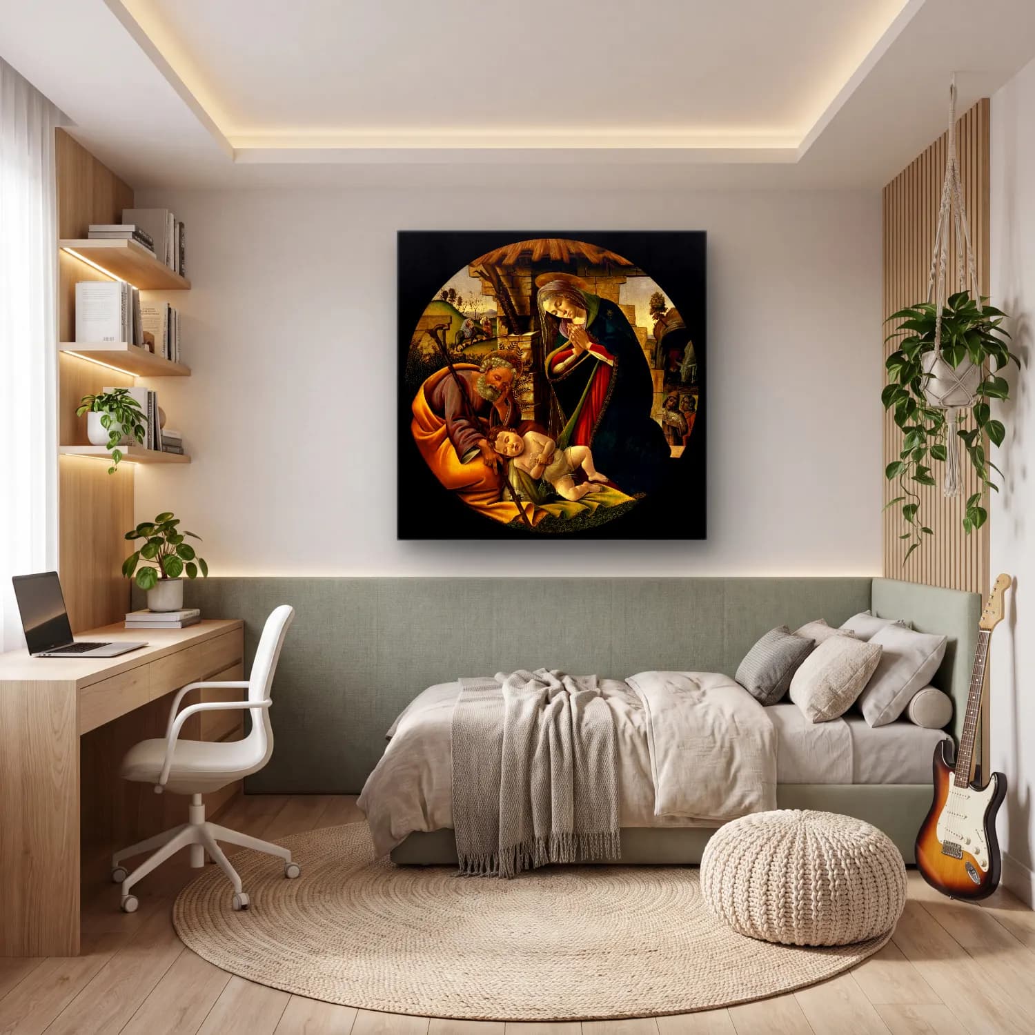 Sandro Botticelli – Dini Sahne No. 29 cam tablo — genç odasında