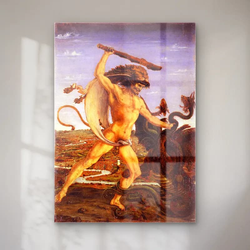 Sandro Botticelli – Mitolojik Sahne – Kırmızı Tonlar cam tablo — Sandro Botticelli – Mitolojik Sahne – Kırmızı Tonlar — yağlı boya mitolojik sahne
