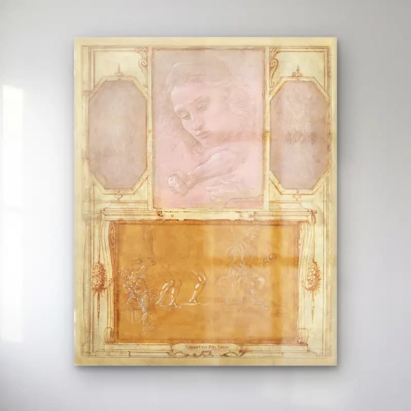 Sandro Botticelli – Mitolojik Sahne No. 10 cam tablo — Sandro Botticelli – Mitolojik Sahne No. 10 — pastel mitolojik sahne