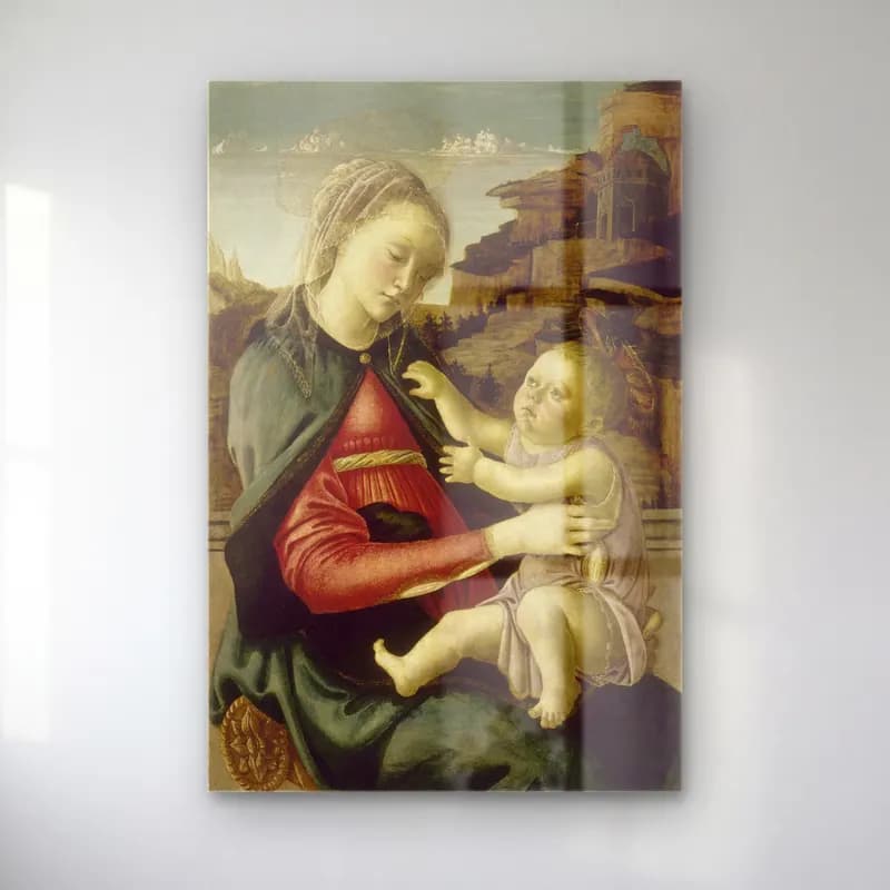 Sandro Botticelli – Anne ve Çocuk – Bej Tonlar cam tablo — Sandro Botticelli – Anne ve Çocuk – Bej Tonlar — vintage anne ve çocuk