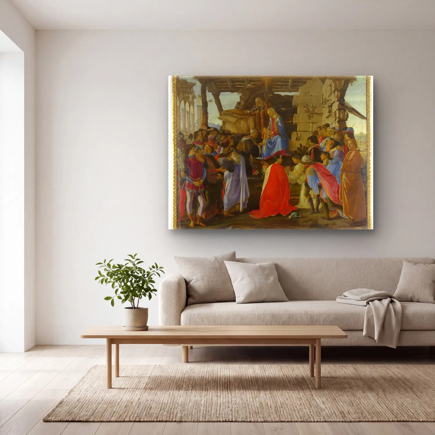 Sandro Botticelli – Dini Sahne No. 33 cam tablo — açık renk salonda
