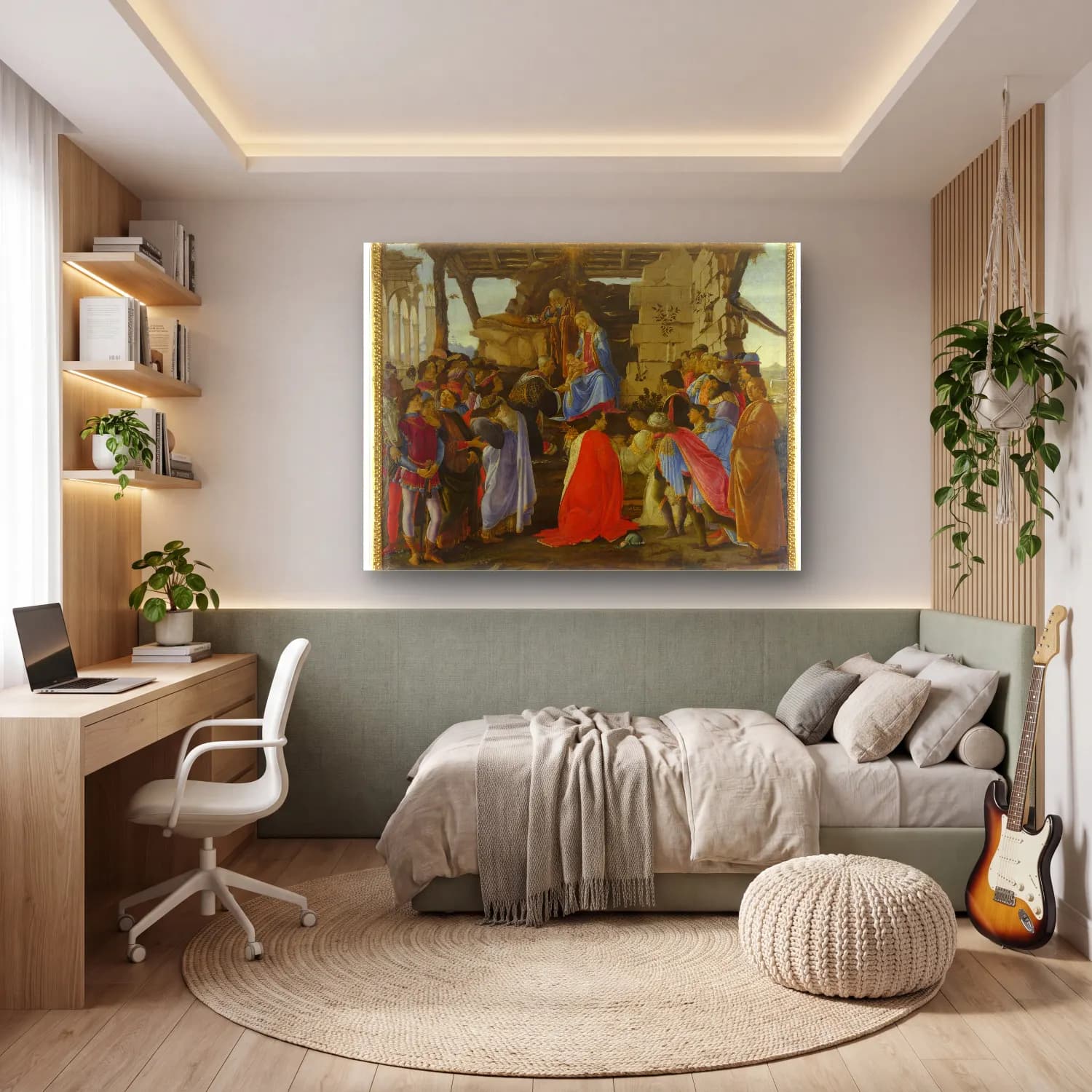 Sandro Botticelli – Dini Sahne No. 33 cam tablo — genç odasında
