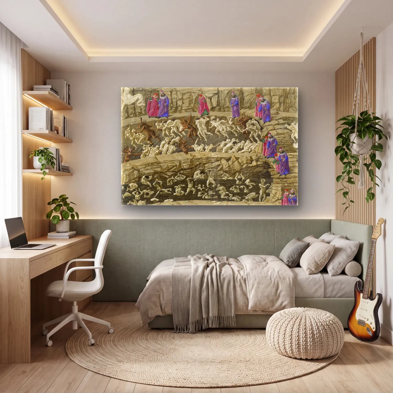 Sandro Botticelli – Mitolojik Sahne No. 12 cam tablo — genç odasında