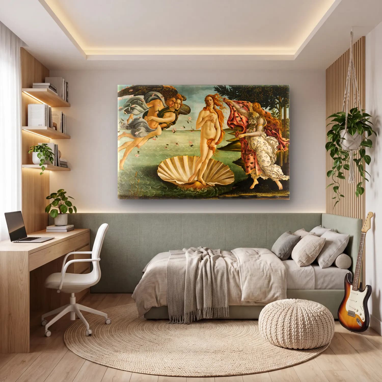 Sandro Botticelli – Mitolojik Sahne No. 13 cam tablo — genç odasında