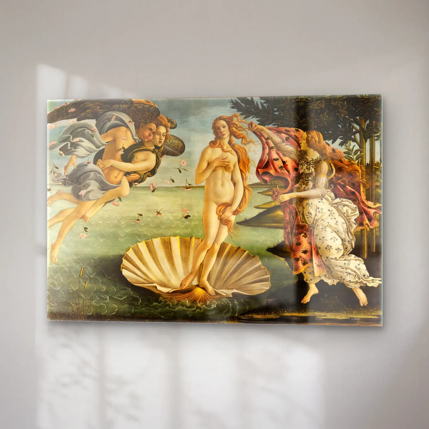 Sandro Botticelli – Mitolojik Sahne No. 13 cam tablo — sağ açıdan görünüm