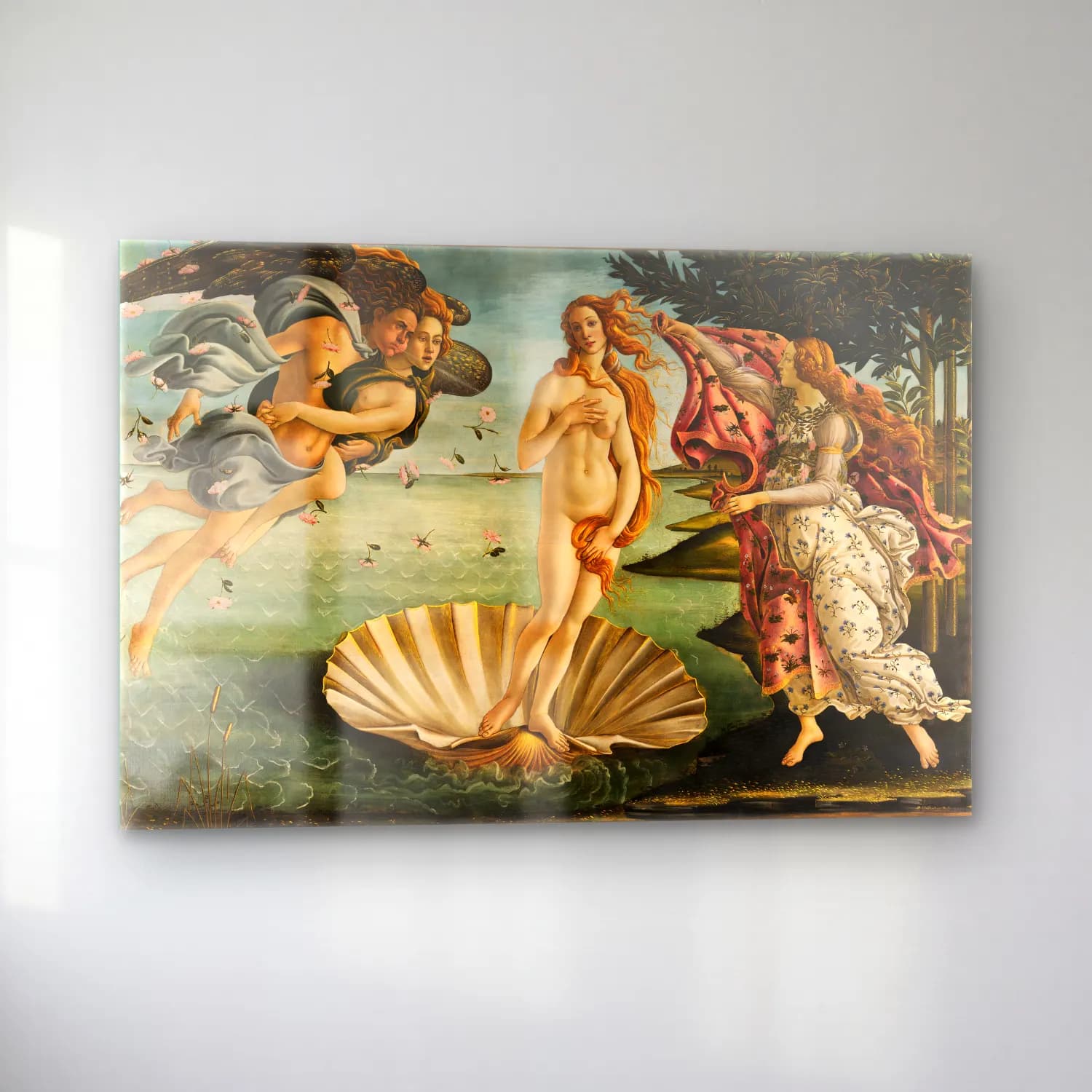 Sandro Botticelli – Mitolojik Sahne No. 13 cam tablo — sol açıdan görünüm