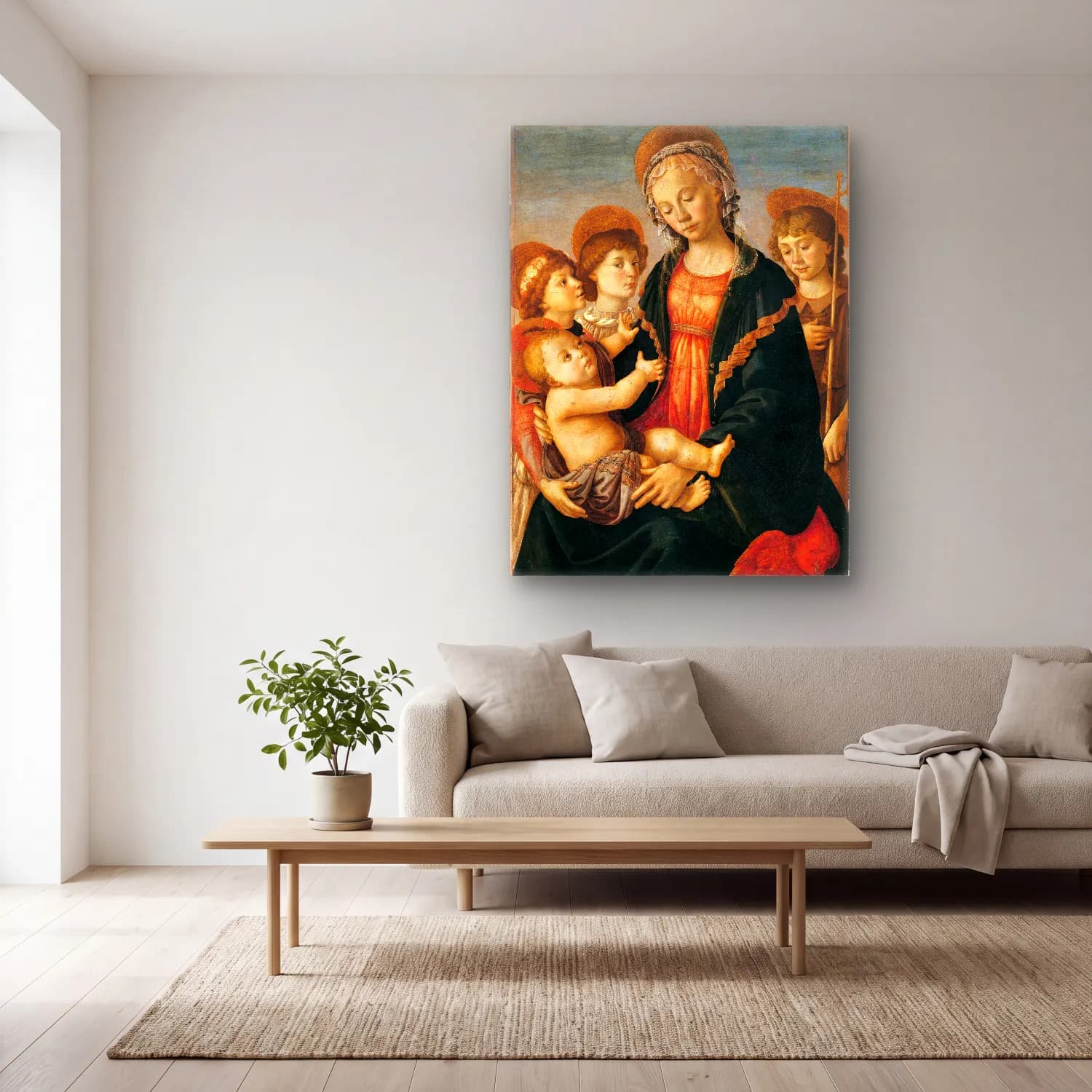 Sandro Botticelli – Dini Sahne No. 36 cam tablo — açık renk salonda