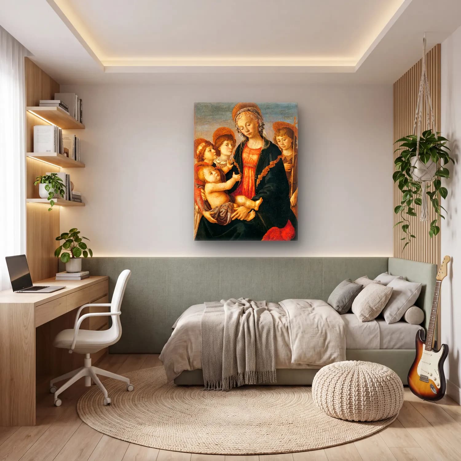 Sandro Botticelli – Dini Sahne No. 36 cam tablo — genç odasında