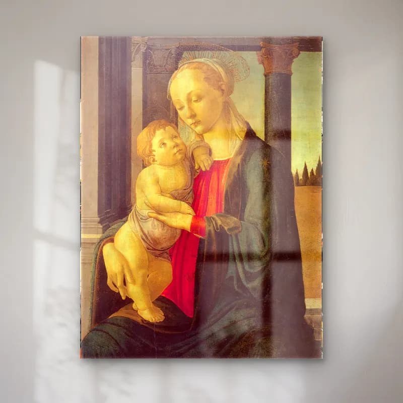Sandro Botticelli – Anne ve Çocuk No. 7 cam tablo — Sandro Botticelli – Anne ve Çocuk No. 7 — yağlı boya anne ve çocuk