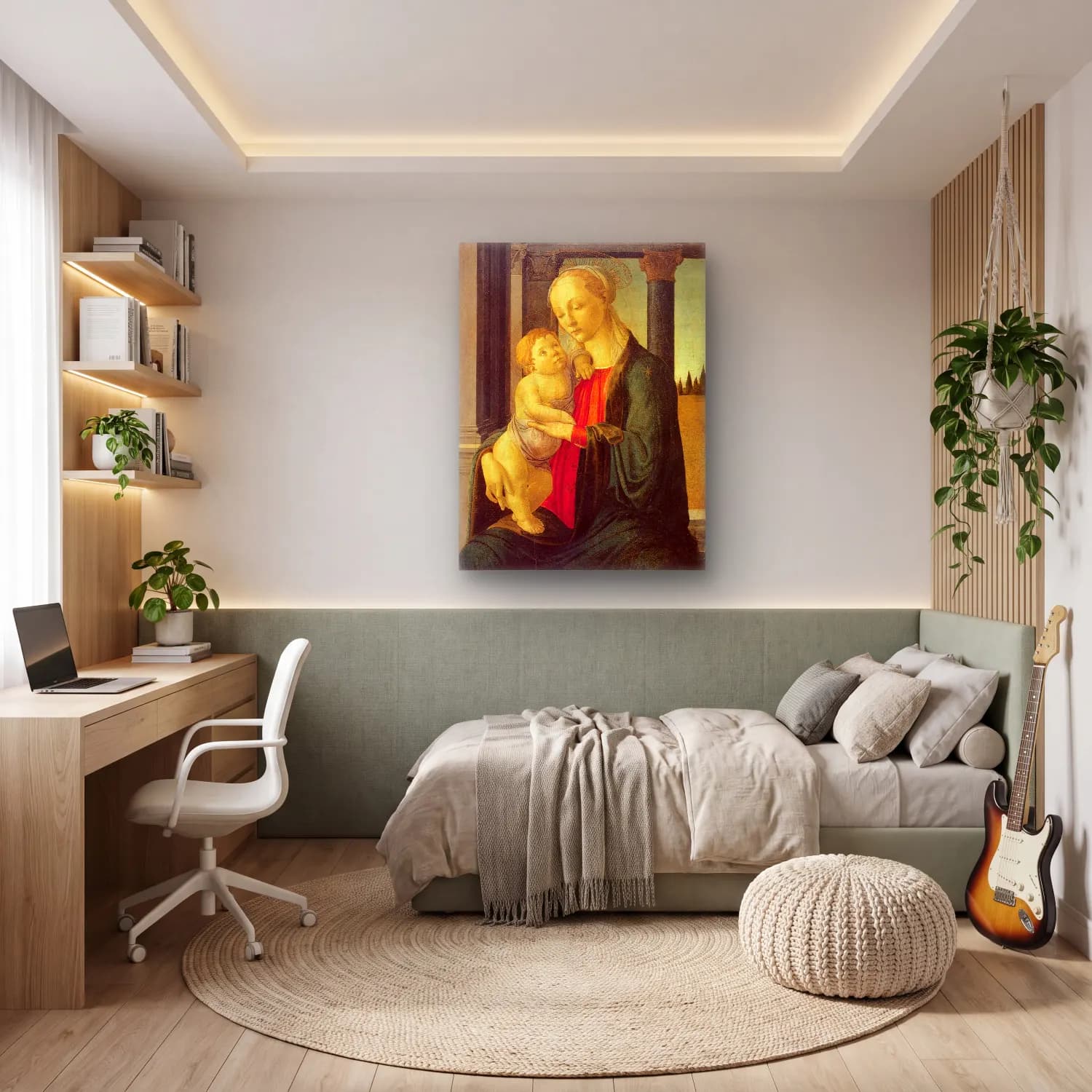 Sandro Botticelli – Anne ve Çocuk No. 7 cam tablo — genç odasında