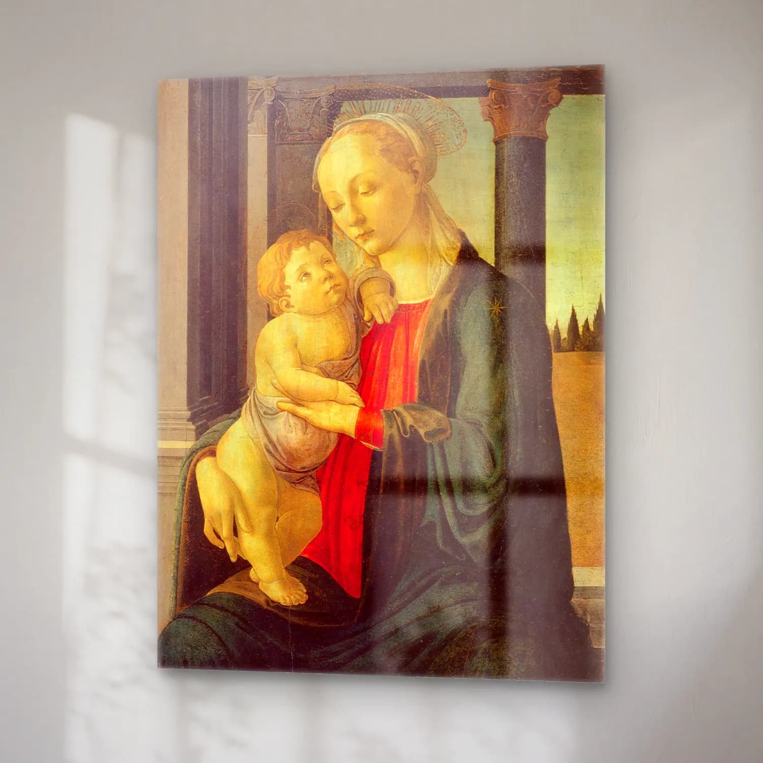 Sandro Botticelli – Anne ve Çocuk No. 7 cam tablo — sağ açıdan görünüm