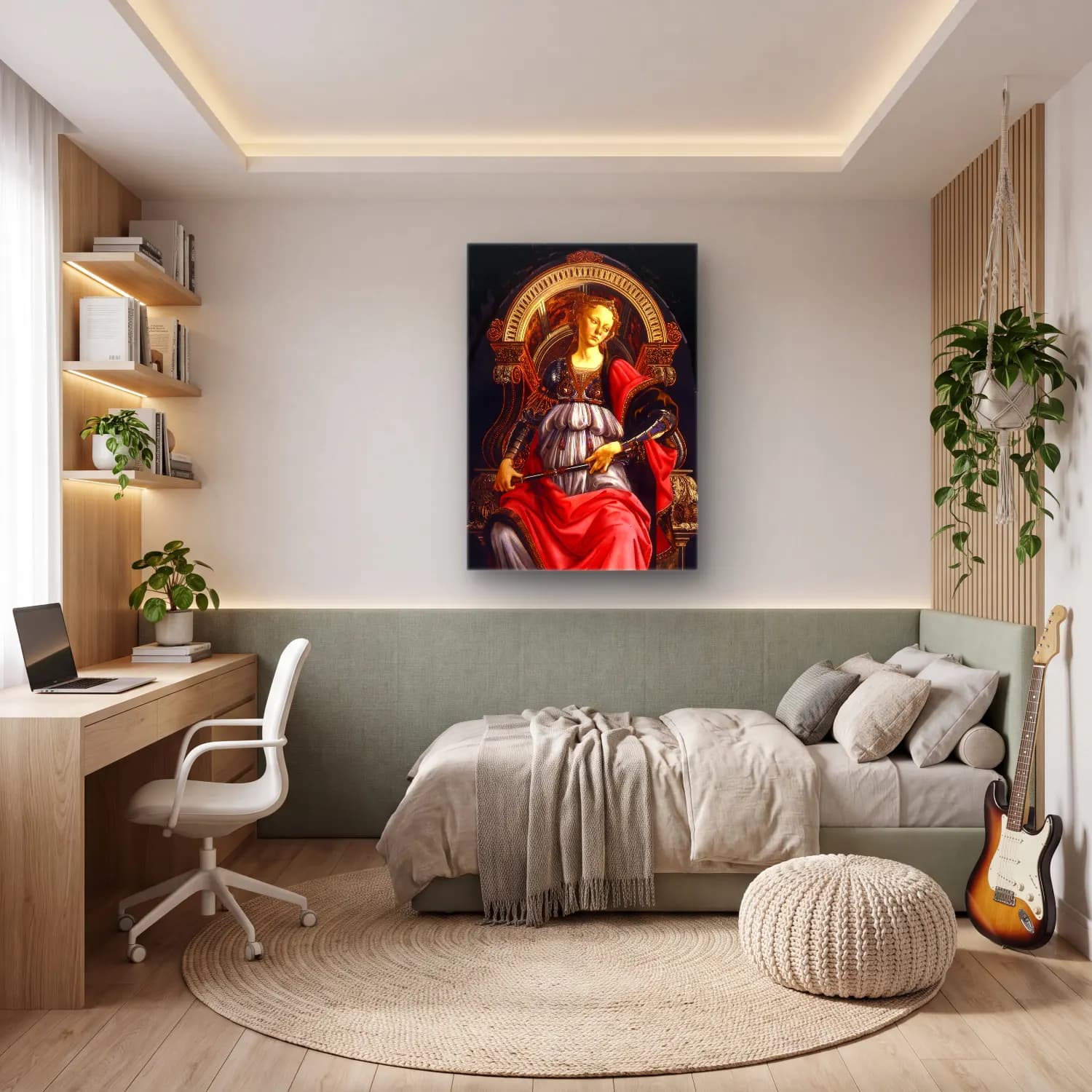 Sandro Botticelli – Şövalye cam tablo — genç odasında