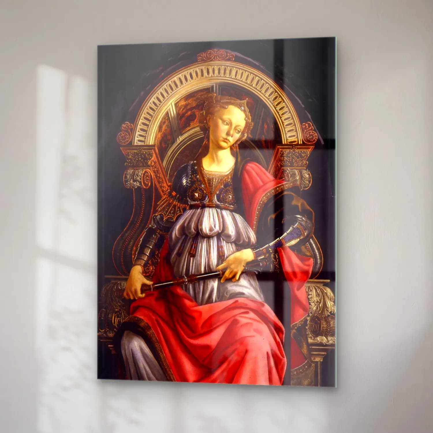 Sandro Botticelli – Şövalye cam tablo — sağ açıdan görünüm
