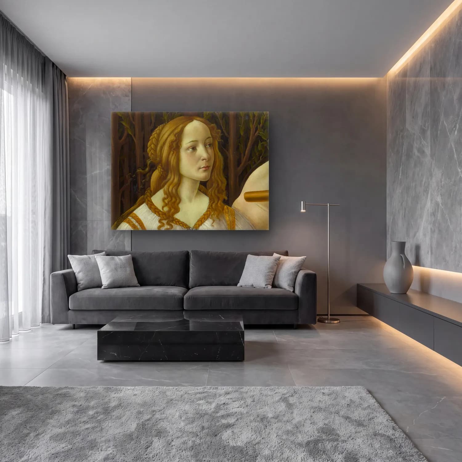 Sandro Botticelli – Kadın Portresi – Sarı Tonlar cam tablo — lüks salon duvarında