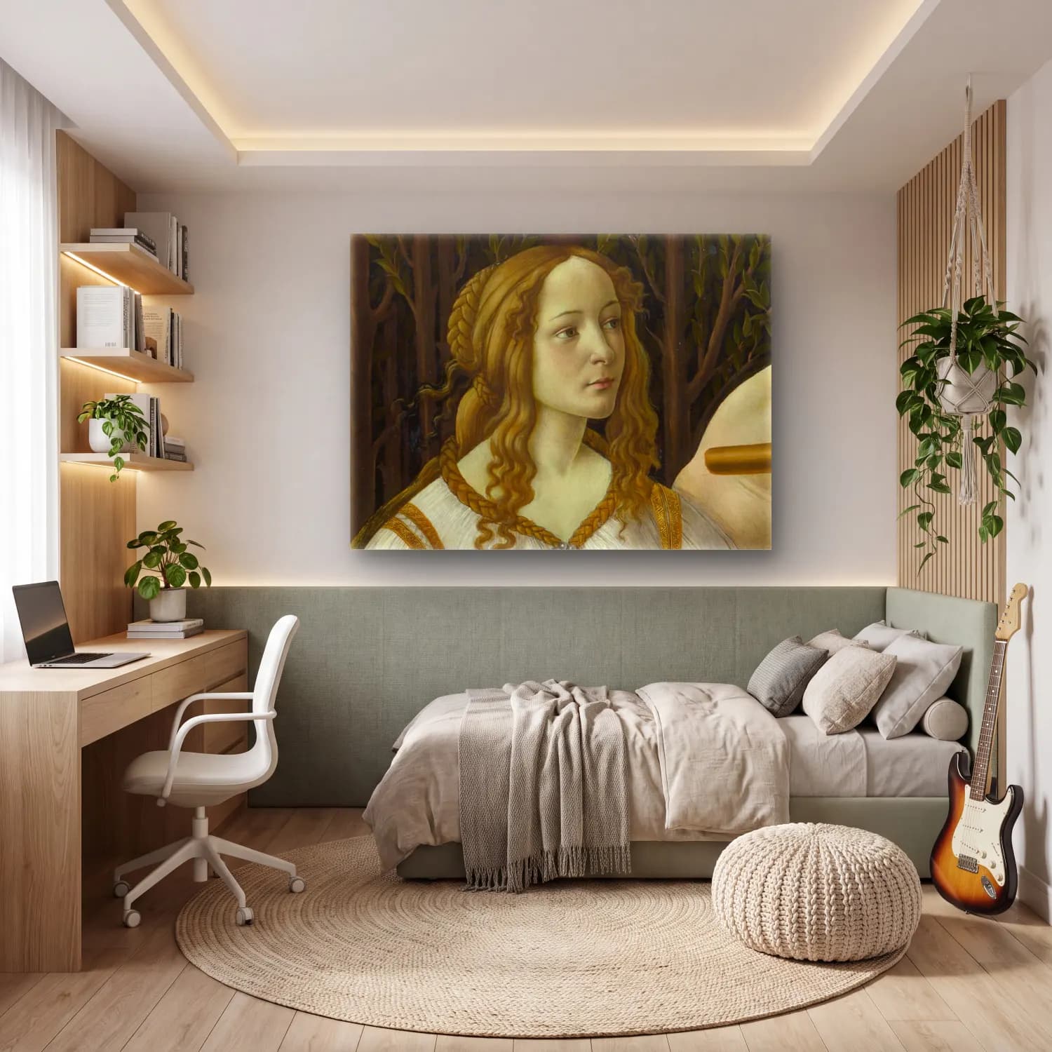 Sandro Botticelli – Kadın Portresi – Sarı Tonlar cam tablo — genç odasında